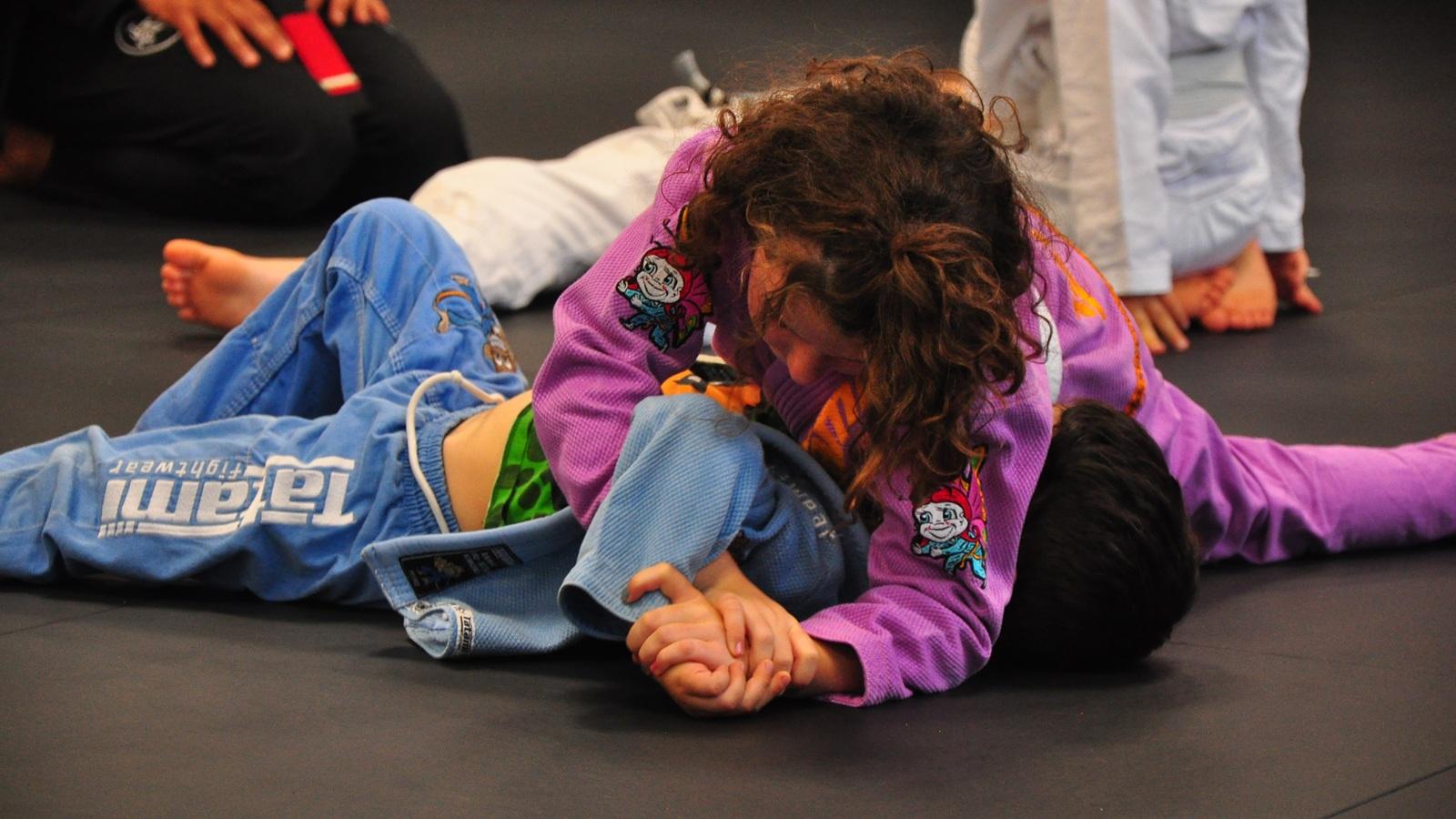 BJJ sparring with kids